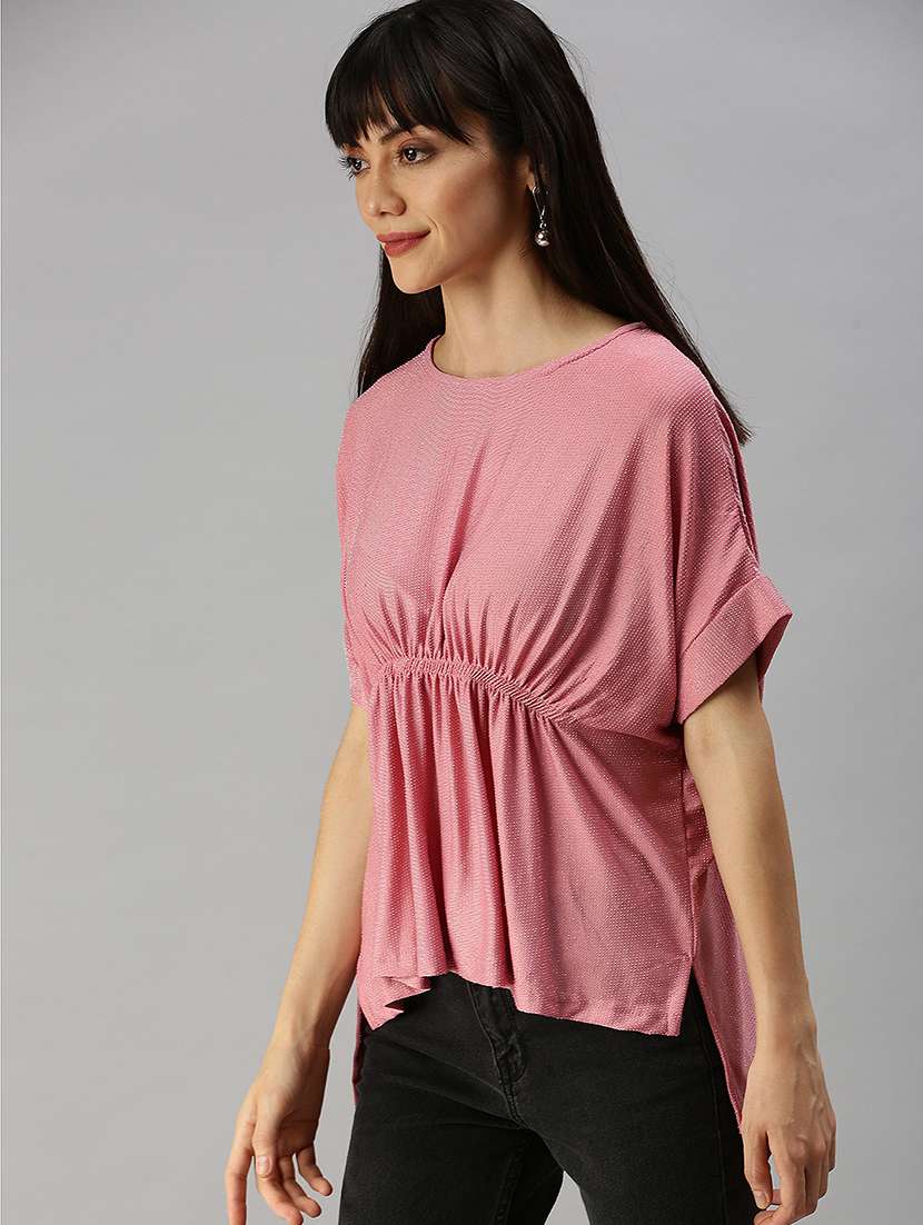 women's high-low round neck top - 18392300 -  Standard Image - 1