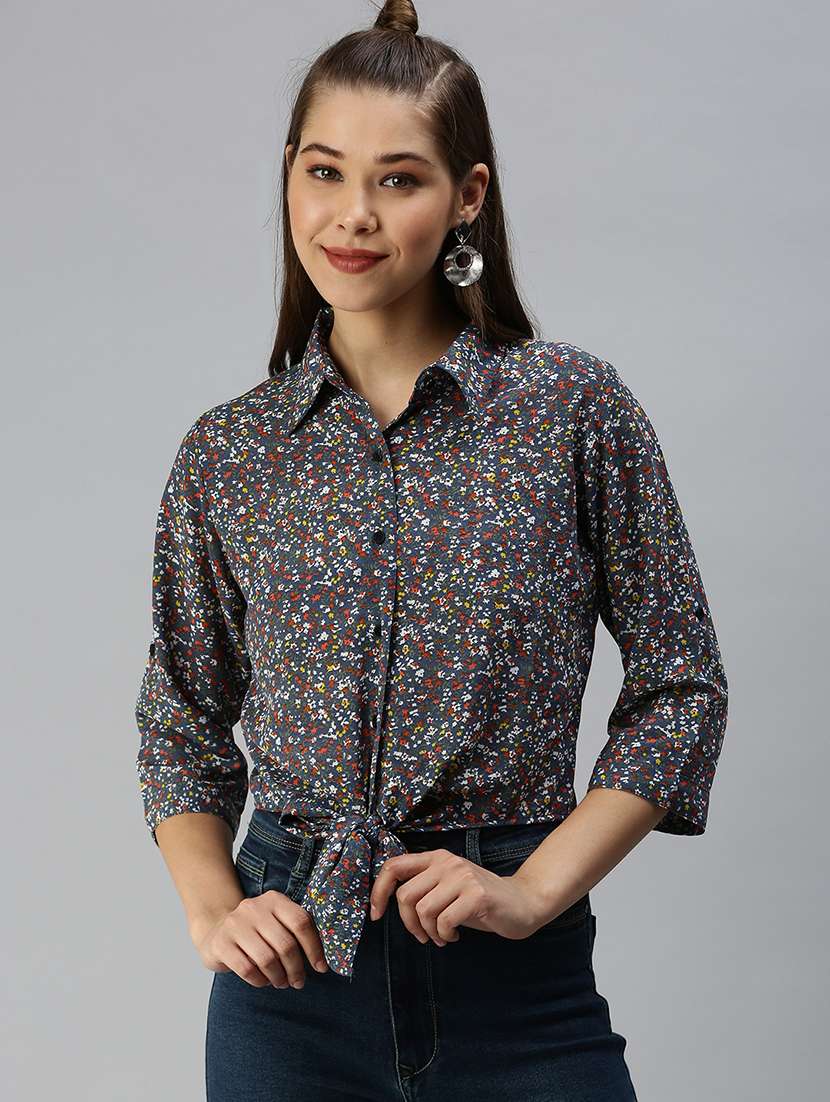 women's crop collared top