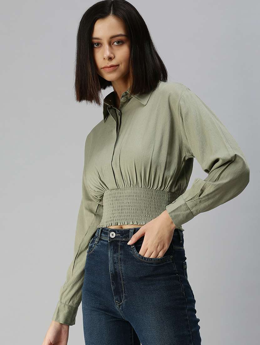 women's crop collared top - 18392329 -  Standard Image - 1