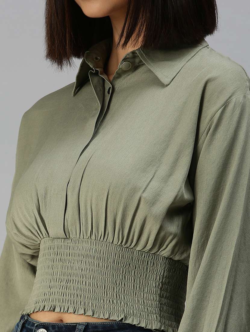 women's crop collared top - 18392329 -  Standard Image - 4