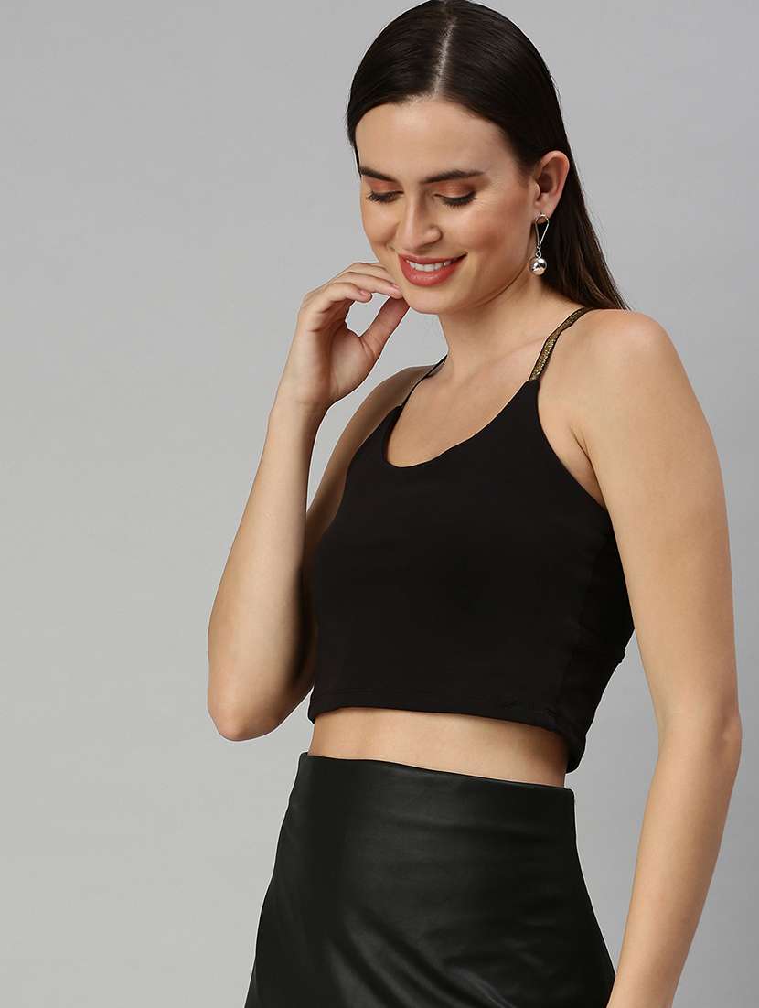 women's crop shoulder strap top - 18392330 -  Standard Image - 1