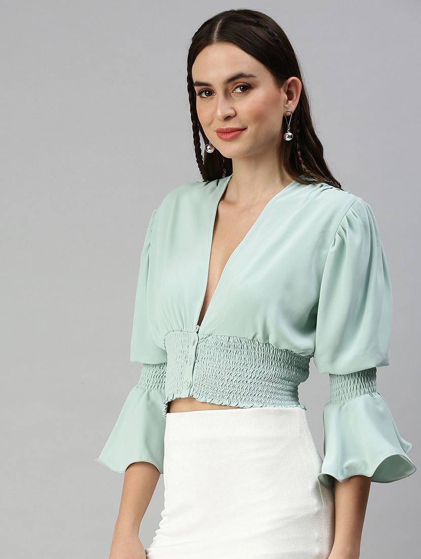 women's crop v neck top - 18392369 -  Standard Image - 1