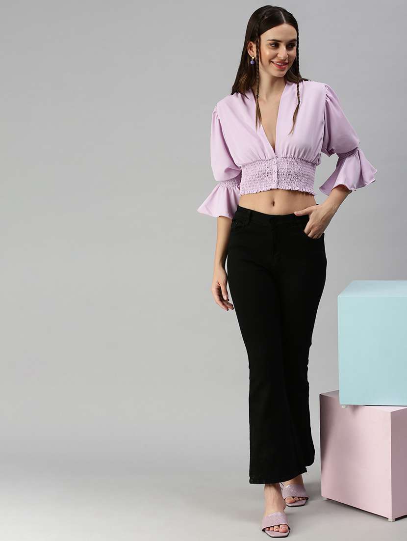 women's crop v neck top - 18392371 -  Standard Image - 4