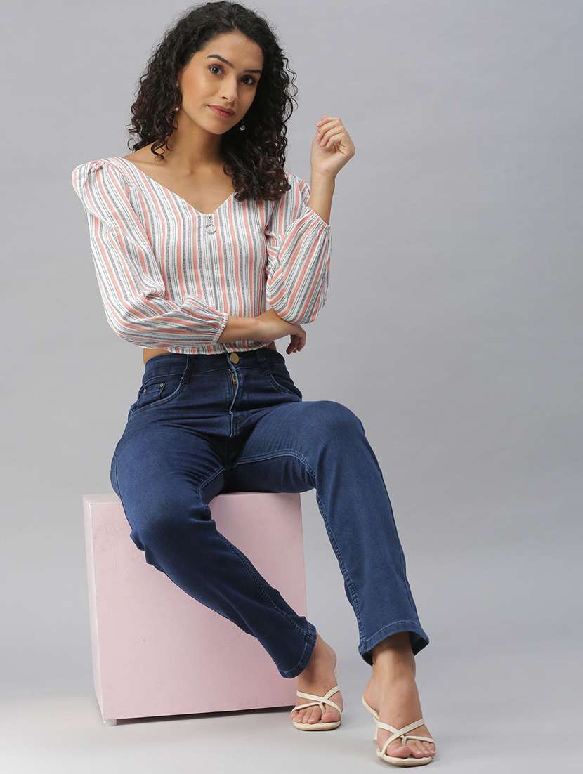 women's crop v neck top - 18392375 -  Standard Image - 4