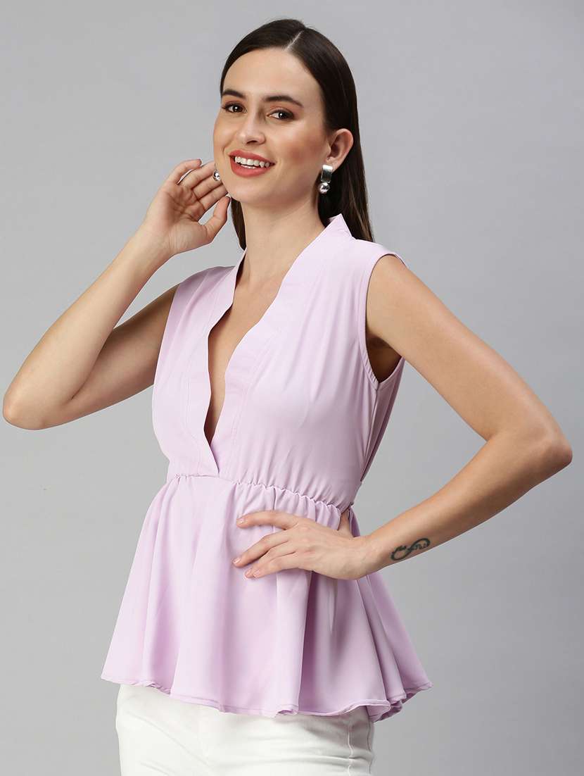 women's peplum v neck top - 18392377 -  Standard Image - 1
