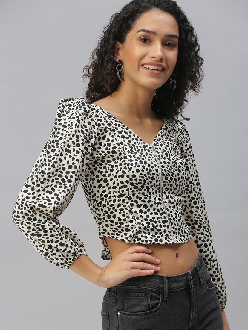 women's crop v neck top - 18392382 -  Standard Image - 1