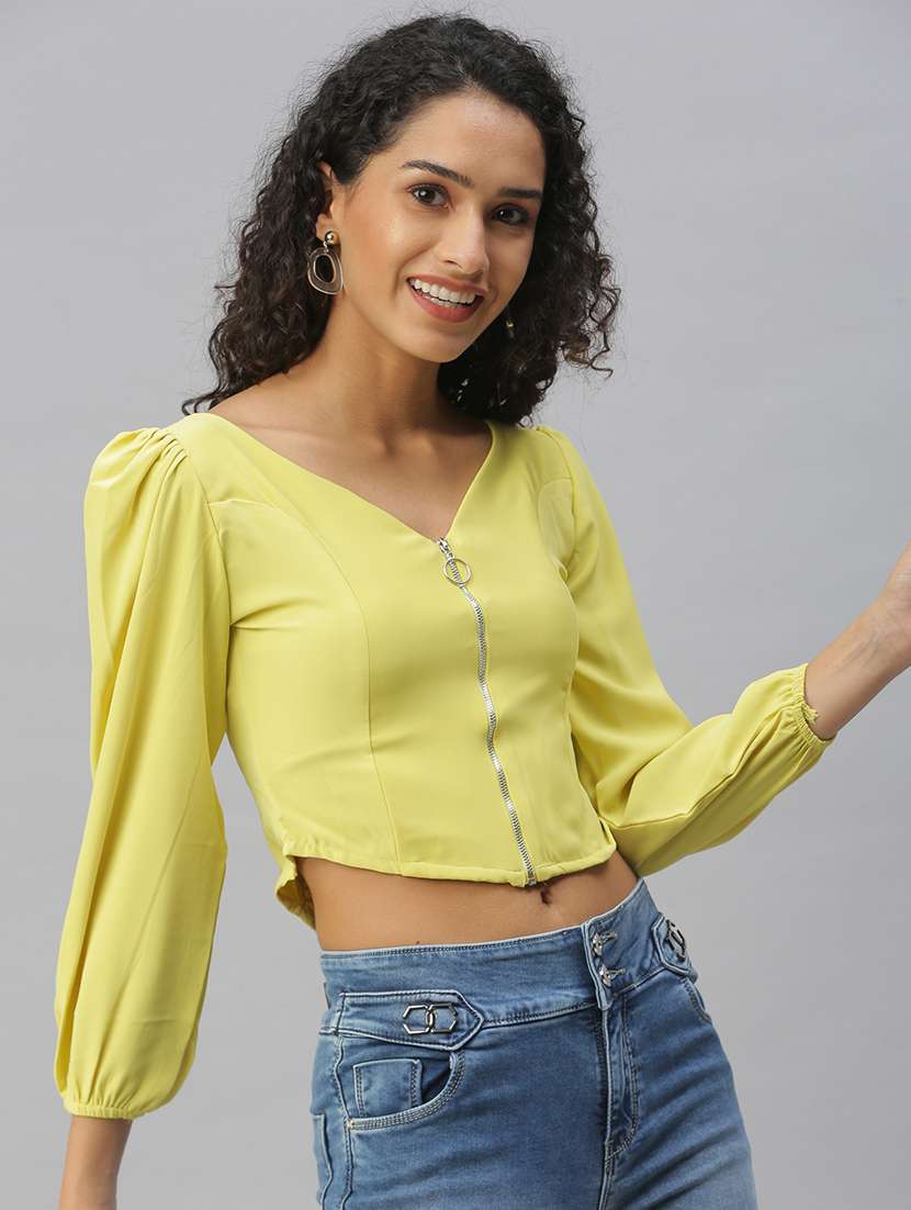 women's crop v neck top - 18392387 -  Standard Image - 1