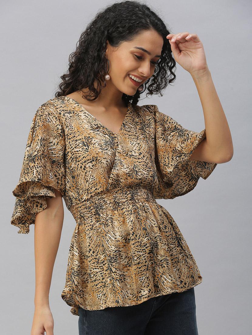 women's peplum v neck top - 18392391 - Standard Image - 1
