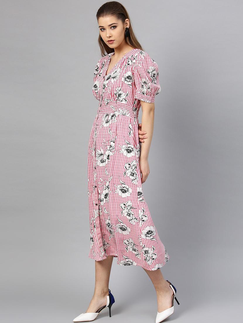 v-neck printed shirt dress - 18392495 - Standard Image - 1