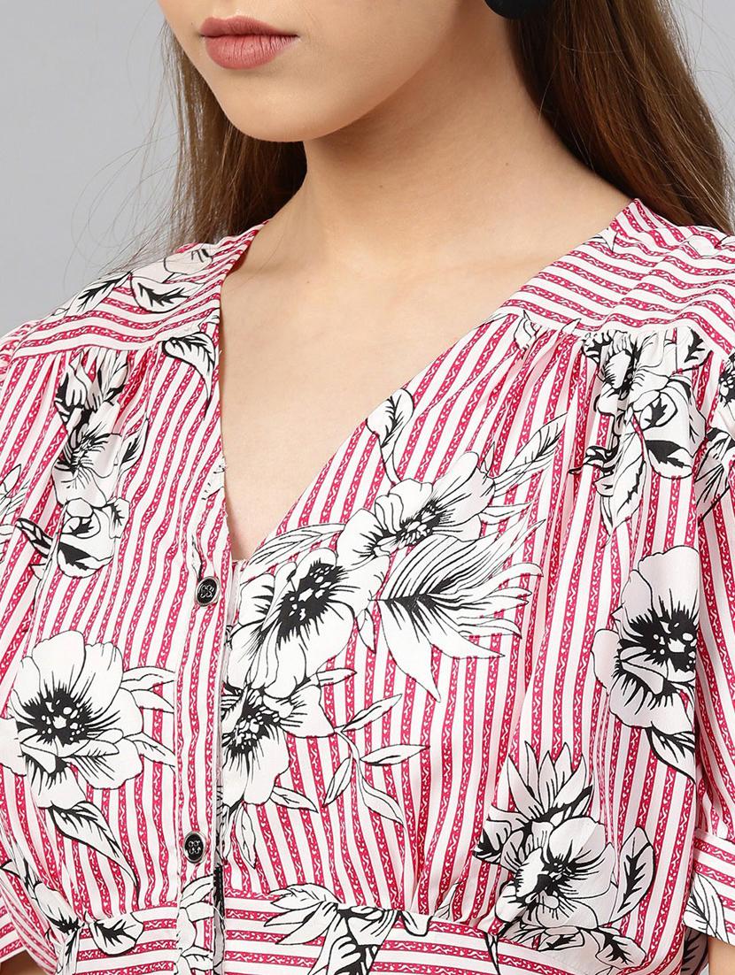 v-neck printed shirt dress - 18392495 - Standard Image - 4