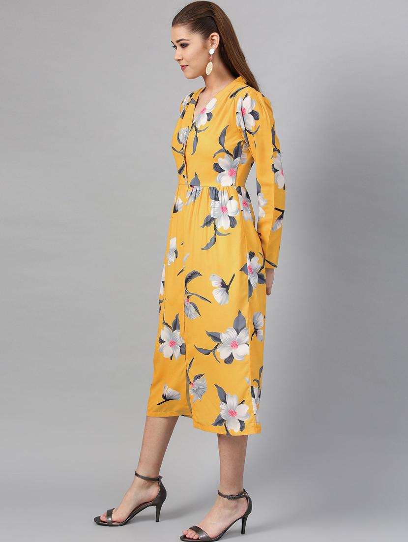 v-neck floral a-line dress - 18392615 -  Standard Image - 1