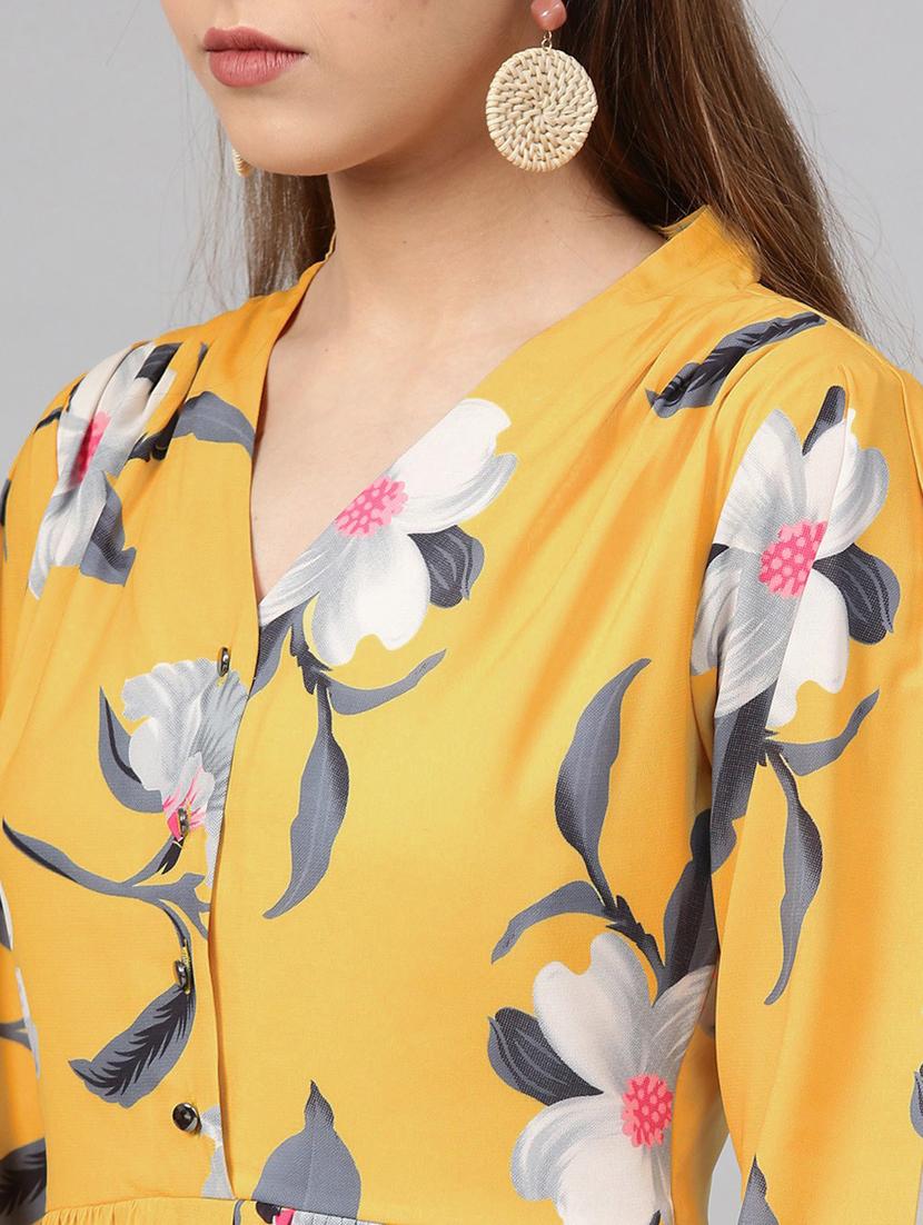 v-neck floral a-line dress - 18392615 - Standard Image - 4