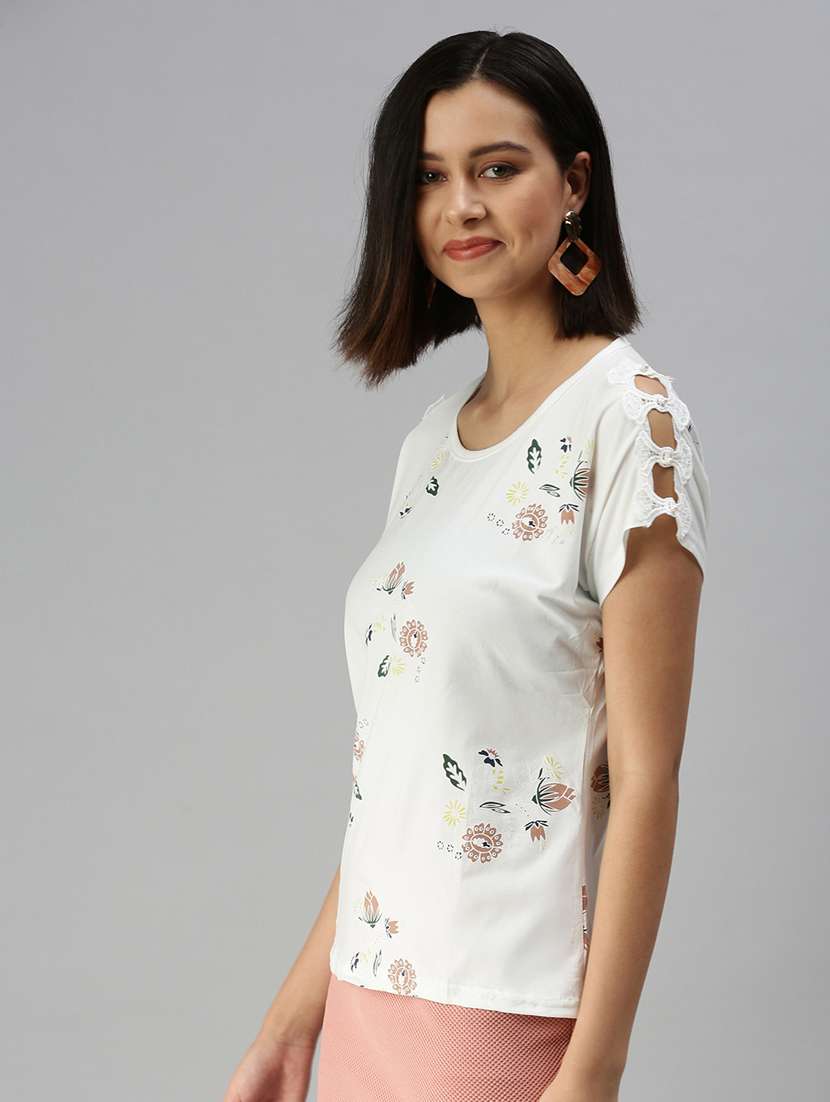 short sleeved floral regular top - 18392629 -  Standard Image - 1