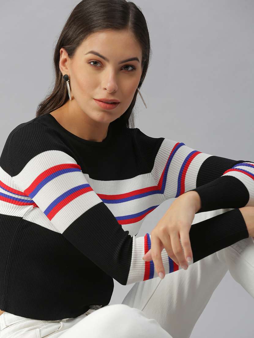 round neck striped regular top - 18392652 -  Standard Image - 1