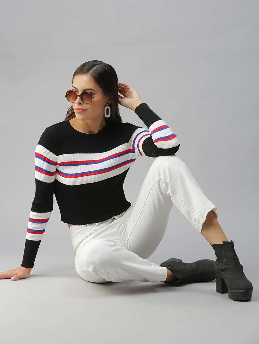 round neck striped regular top - 18392652 -  Standard Image - 4