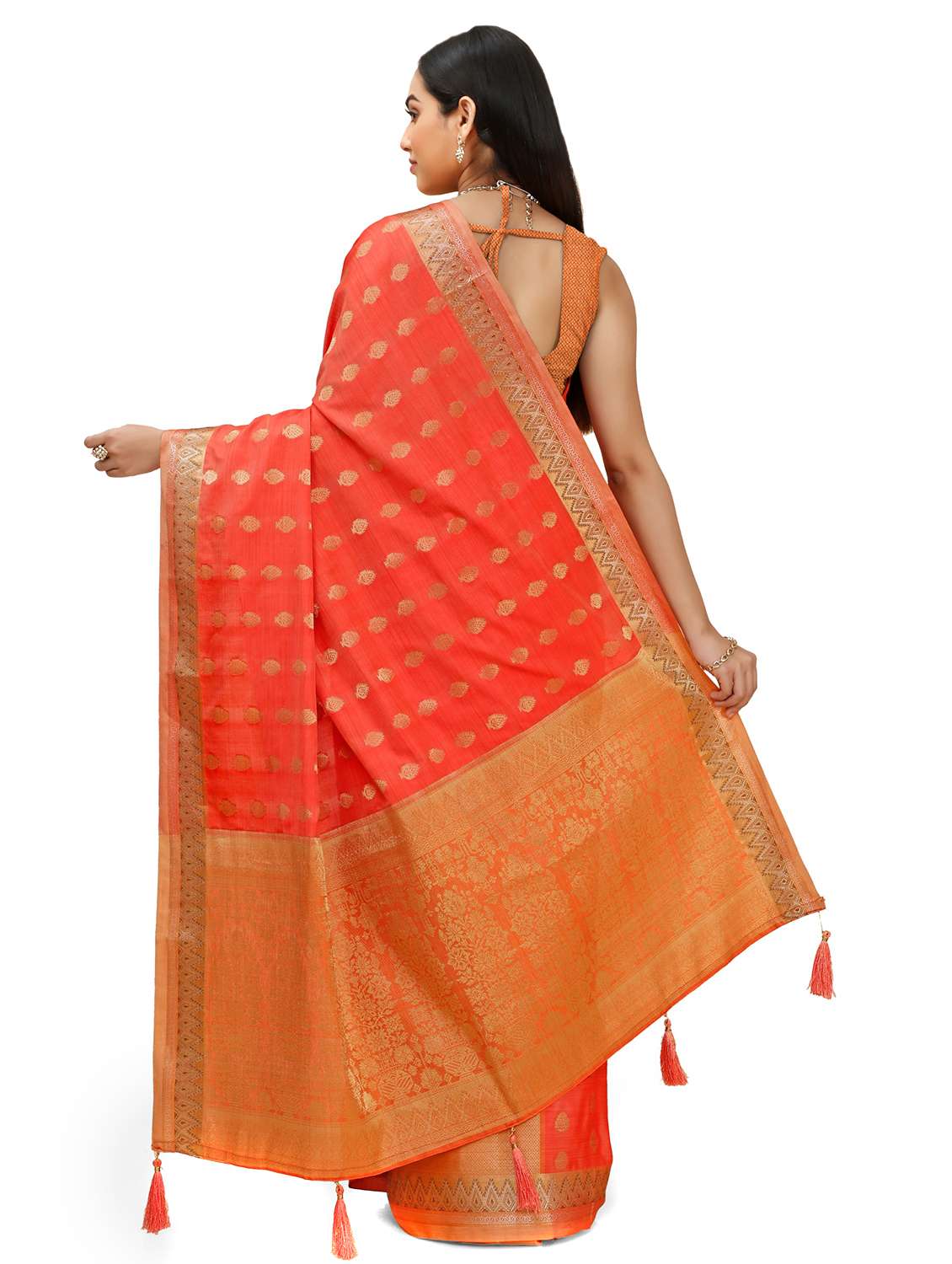 pink silk blend saree with blouse - 18392766 -  Standard Image - 1