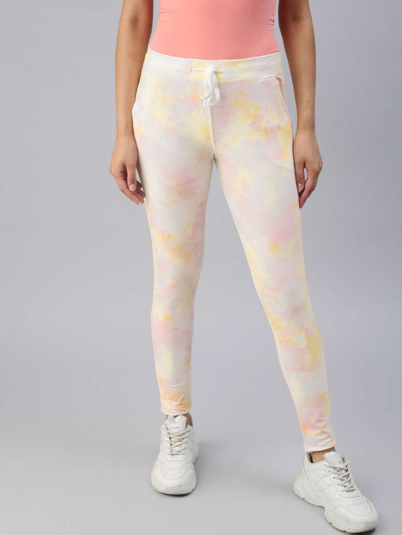 yellow printed track pant