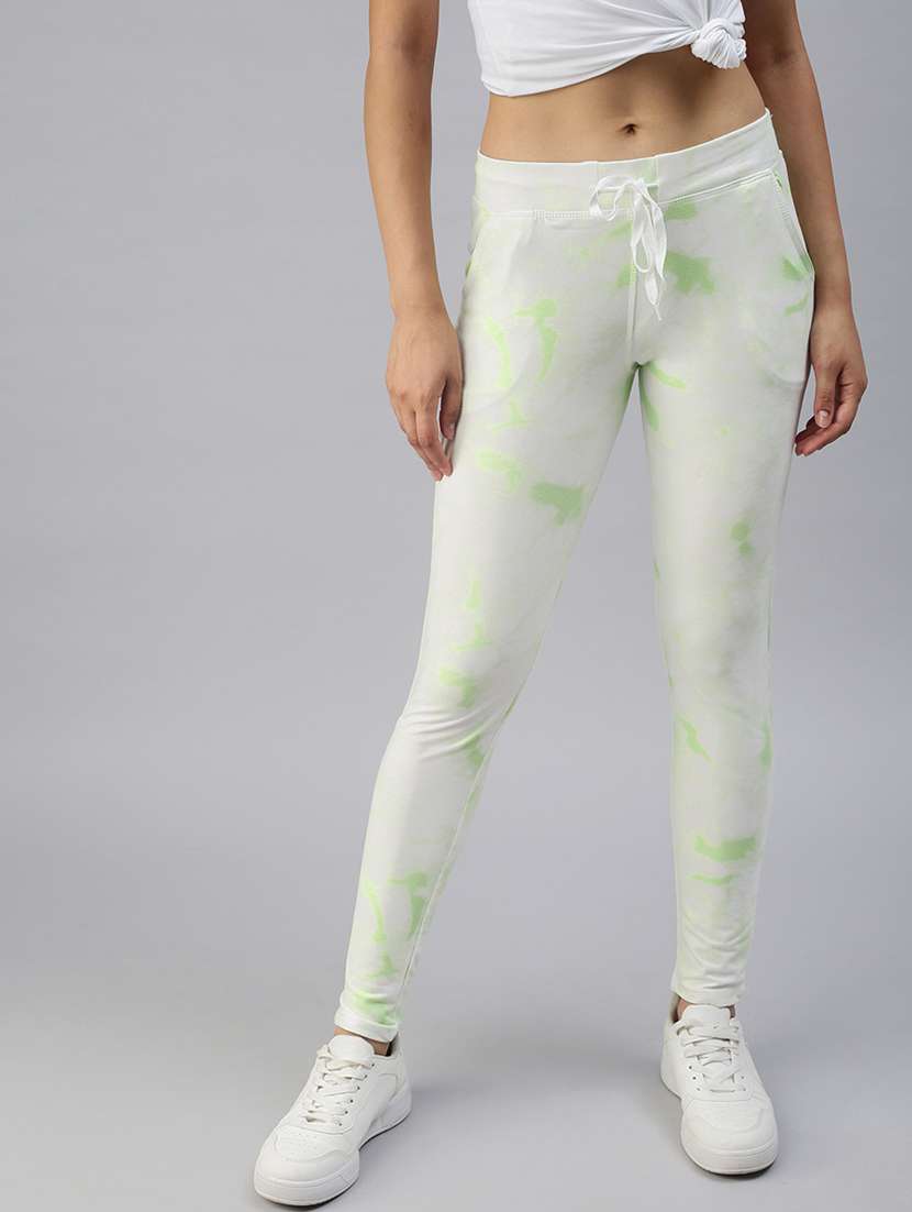 white printed track pant