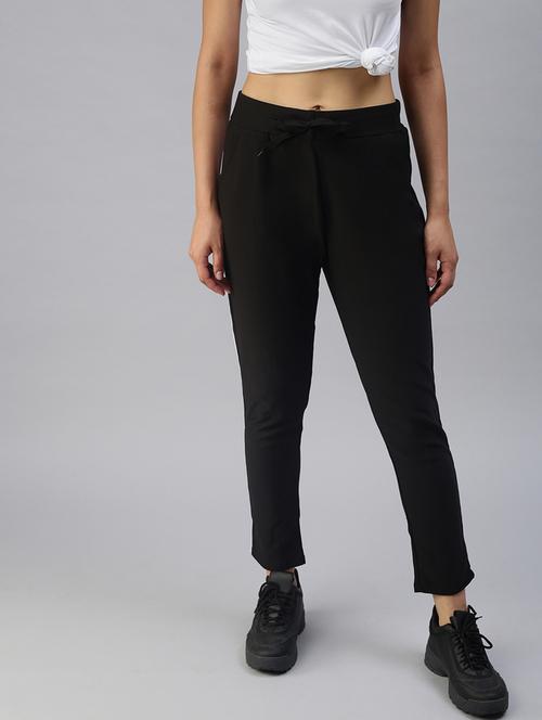 mid rise solid track pant - 18392946 - Standard Image - 0