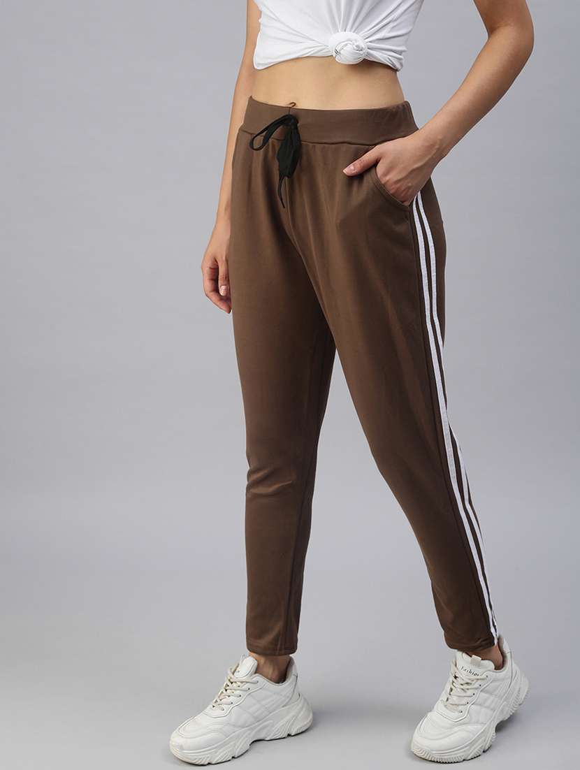 mid rise solid track pant - 18392947 -  Standard Image - 1