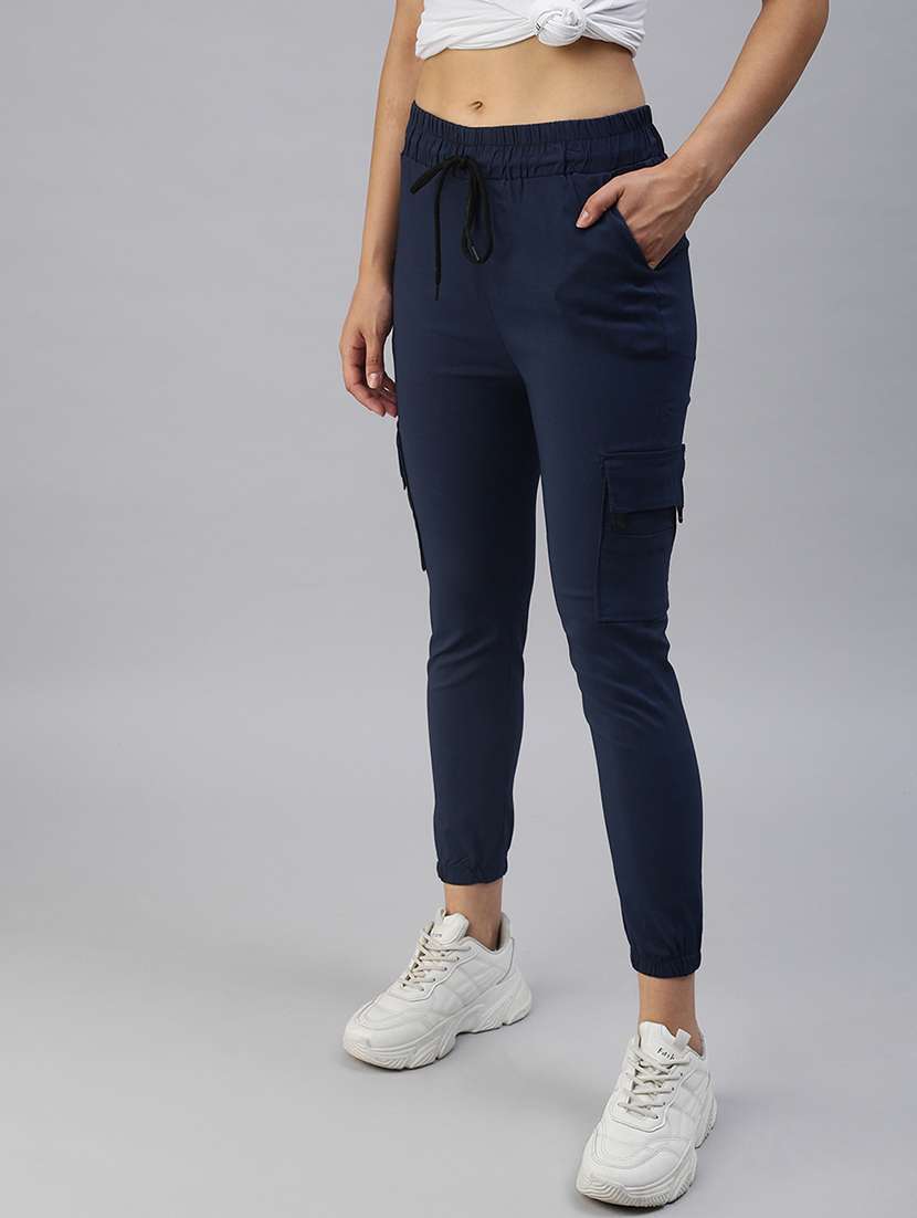 women solid navy blue joggers - 18393002 -  Standard Image - 1