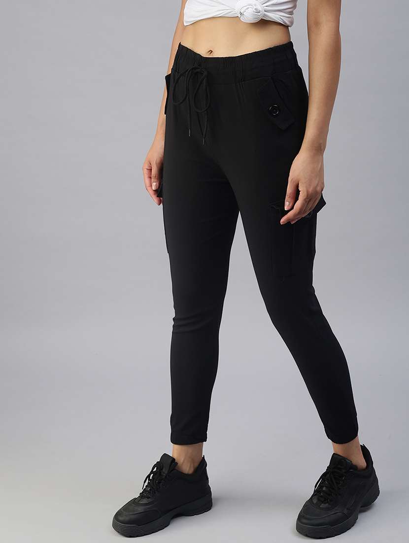 women solid black joggers - 18393003 -  Standard Image - 1