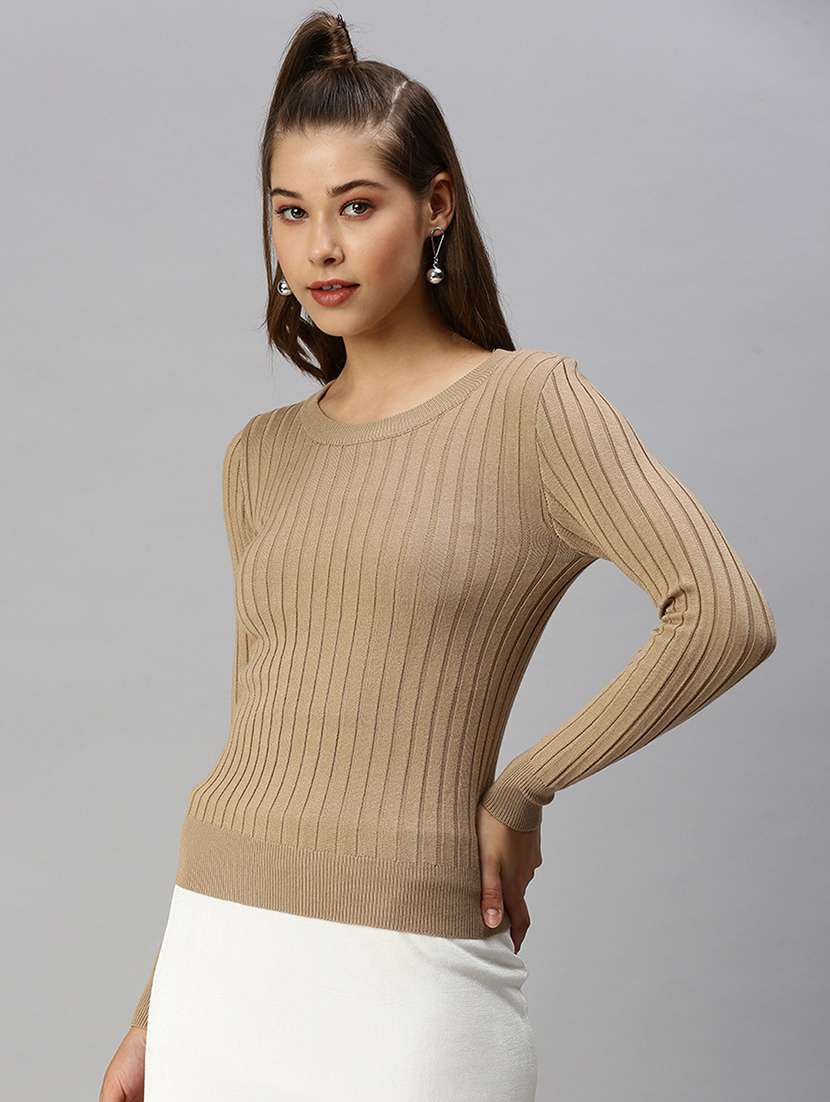 round neck solid regular top  - 18393043 -  Standard Image - 1