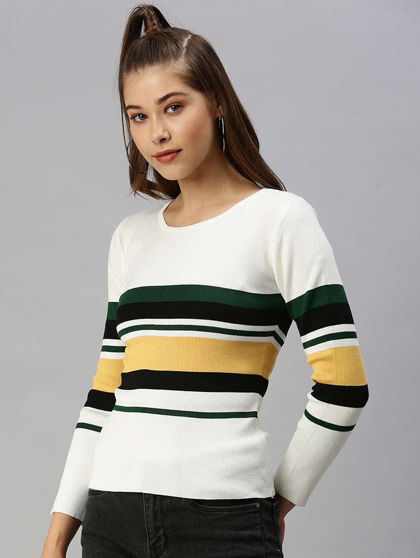 round neck striped regular top - 18393056 -  Standard Image - 1