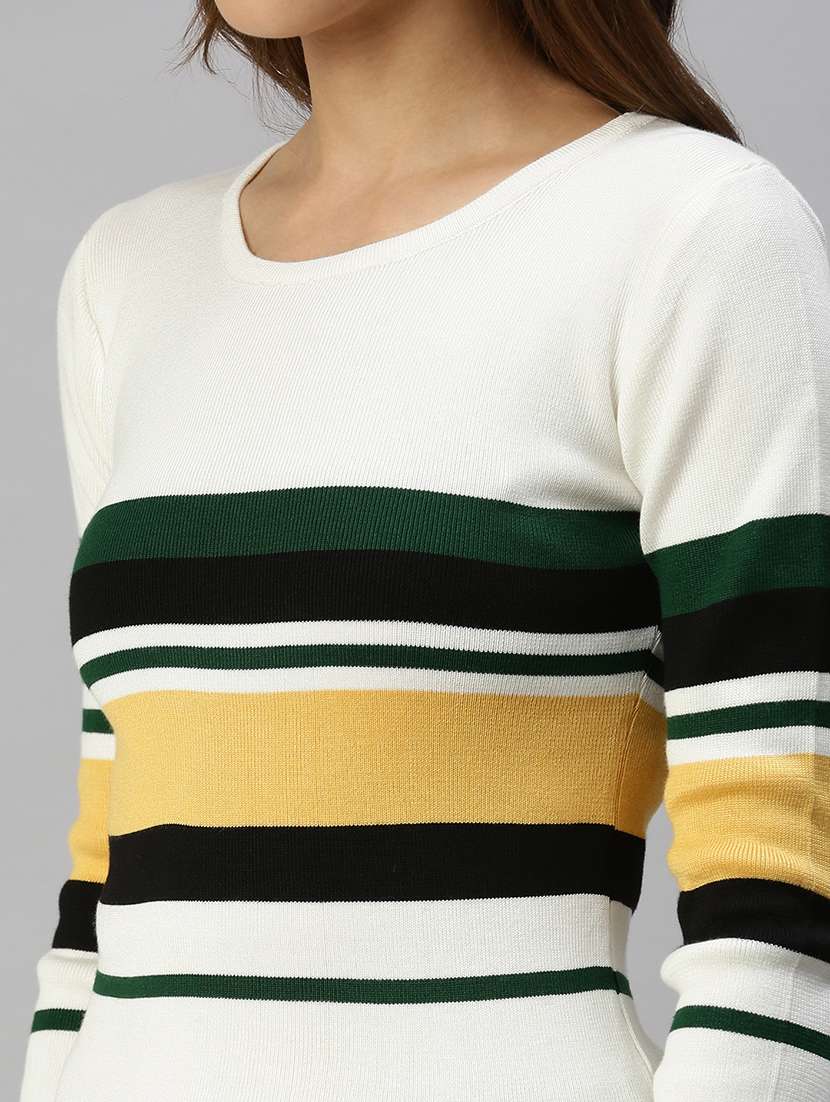 round neck striped regular top - 18393056 -  Standard Image - 4