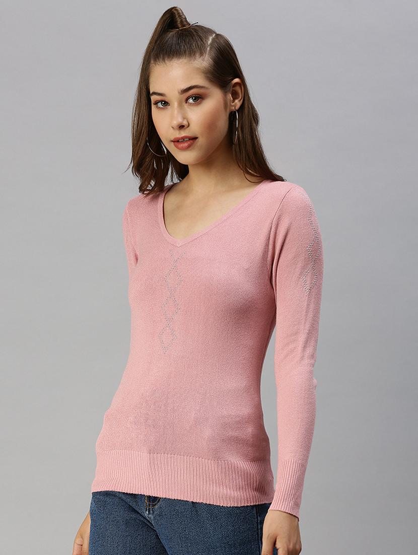 women's straight v neck top - 18393058 - Standard Image - 1
