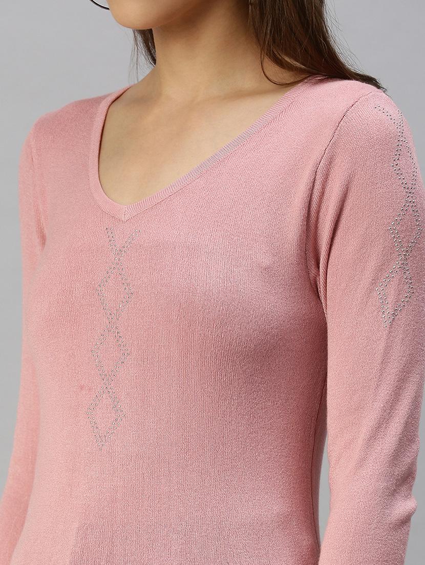 women's straight v neck top - 18393058 - Standard Image - 4