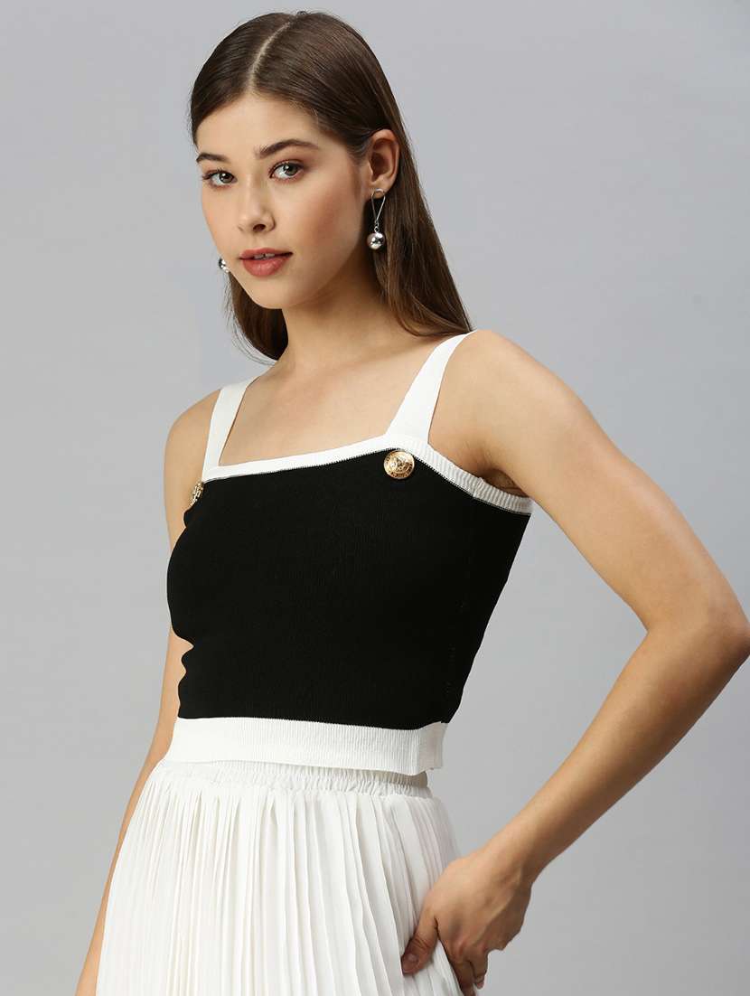 square neck solid top - 18393059 -  Standard Image - 1