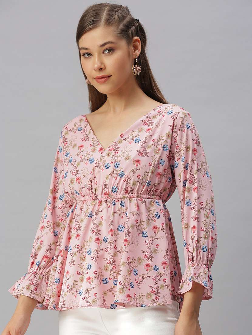 women's peplum v neck top - 18393071 -  Standard Image - 1