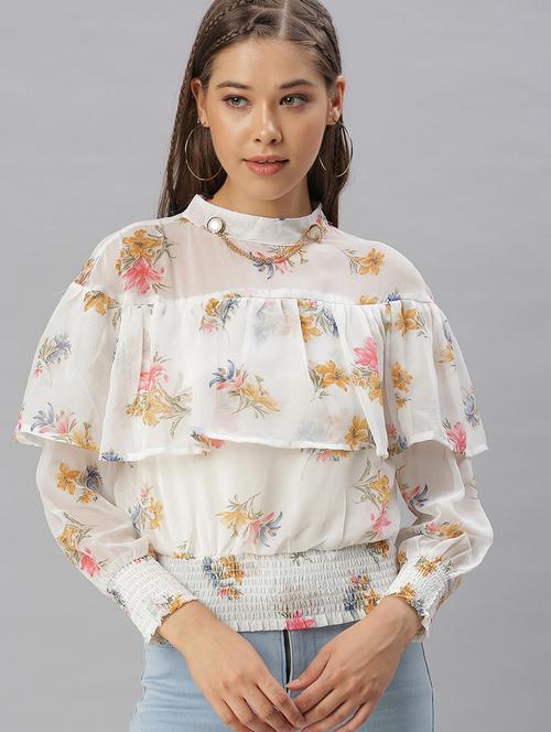 women's ruffle mock neck top - 18393078 -  Standard Image - 0