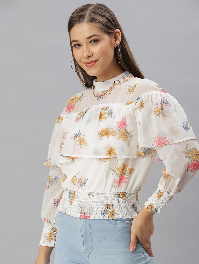 women's ruffle mock neck top - 18393078 -  Standard Image - 1