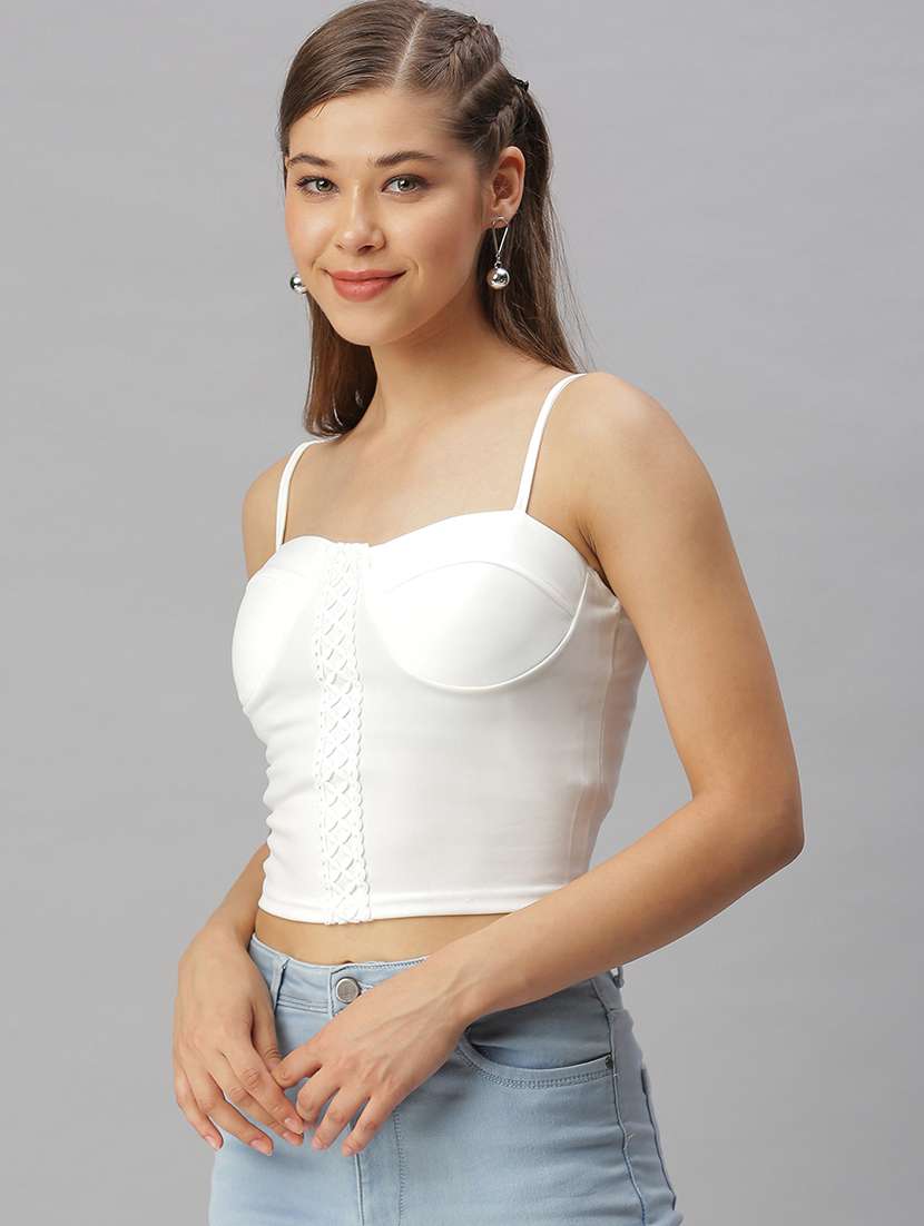 shoulder strap solid crop top - 18393091 -  Standard Image - 1