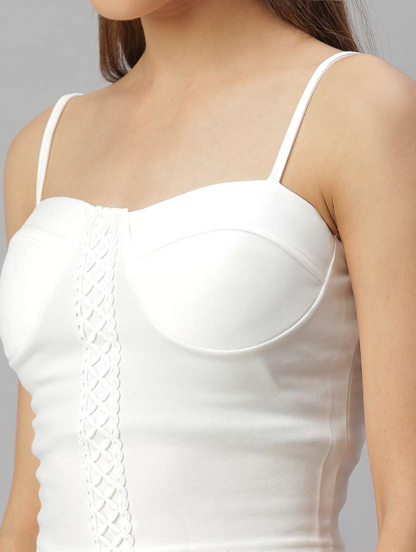 shoulder strap solid crop top - 18393091 -  Standard Image - 4