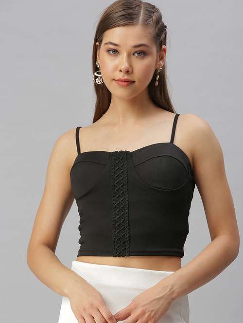 women's crop shoulder strap top - 18393093 -  Standard Image - 0