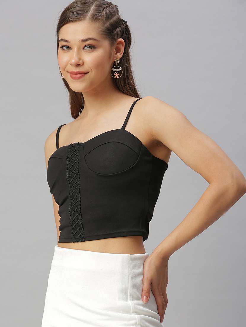 women's crop shoulder strap top - 18393093 -  Standard Image - 1