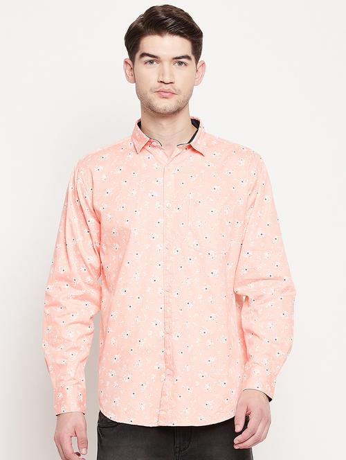 peach printed casual shirt - 18393170 - Standard Image - 0