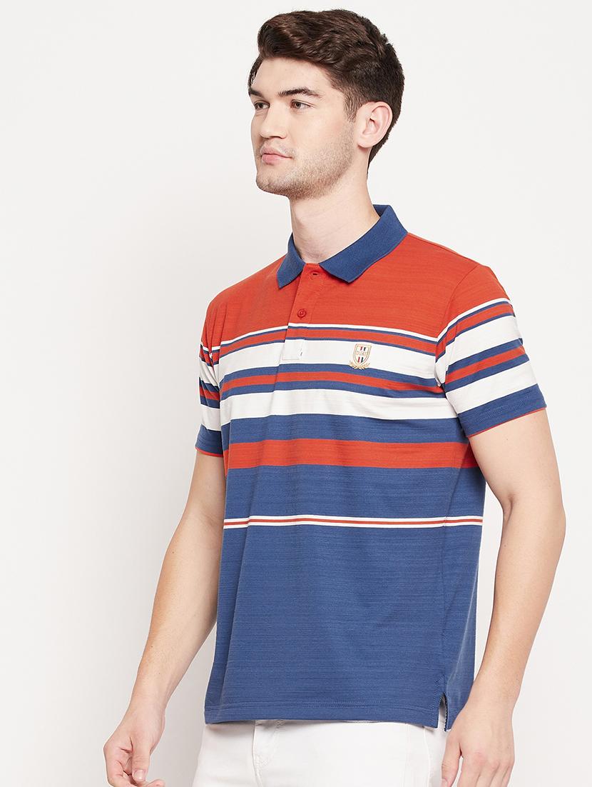 orange striped polo t-shirt  - 18393215 -  Standard Image - 1