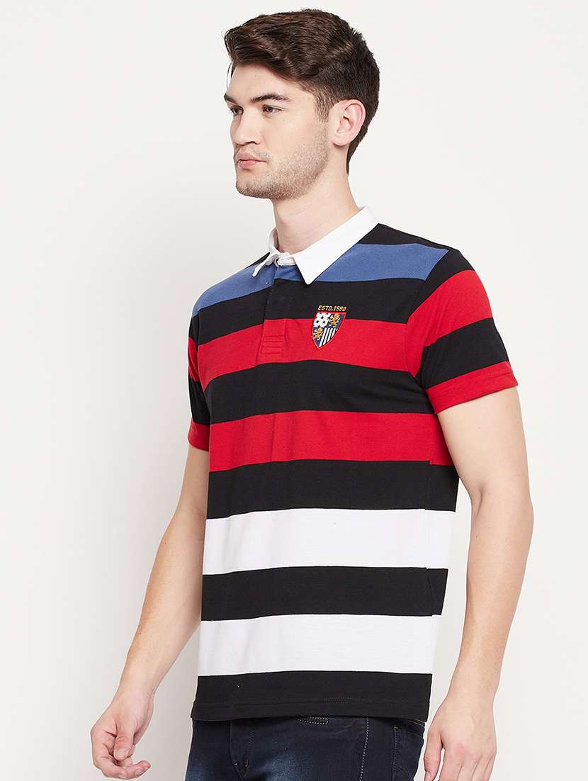 black striped polo t-shirt  - 18393223 -  Standard Image - 1