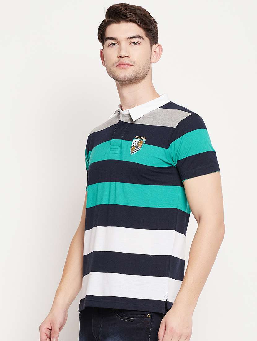 navy blue striped polo t-shirt - 18393224 -  Standard Image - 1