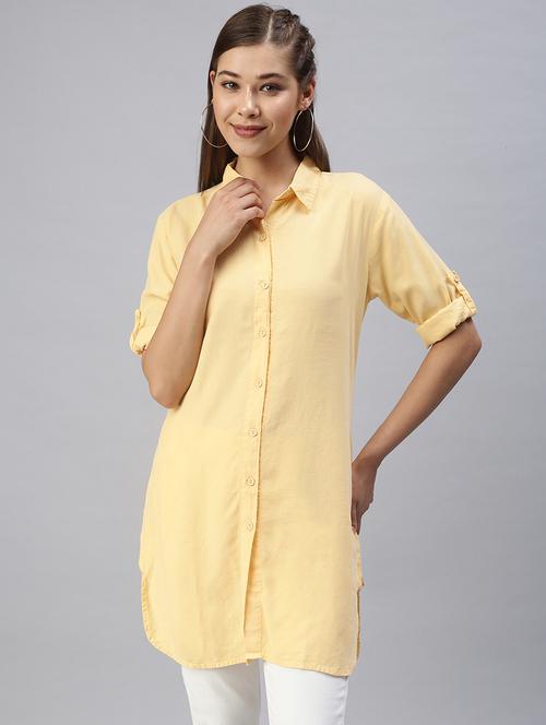 curved hem solid shirt tunic  - 18393314 -  Standard Image - 0