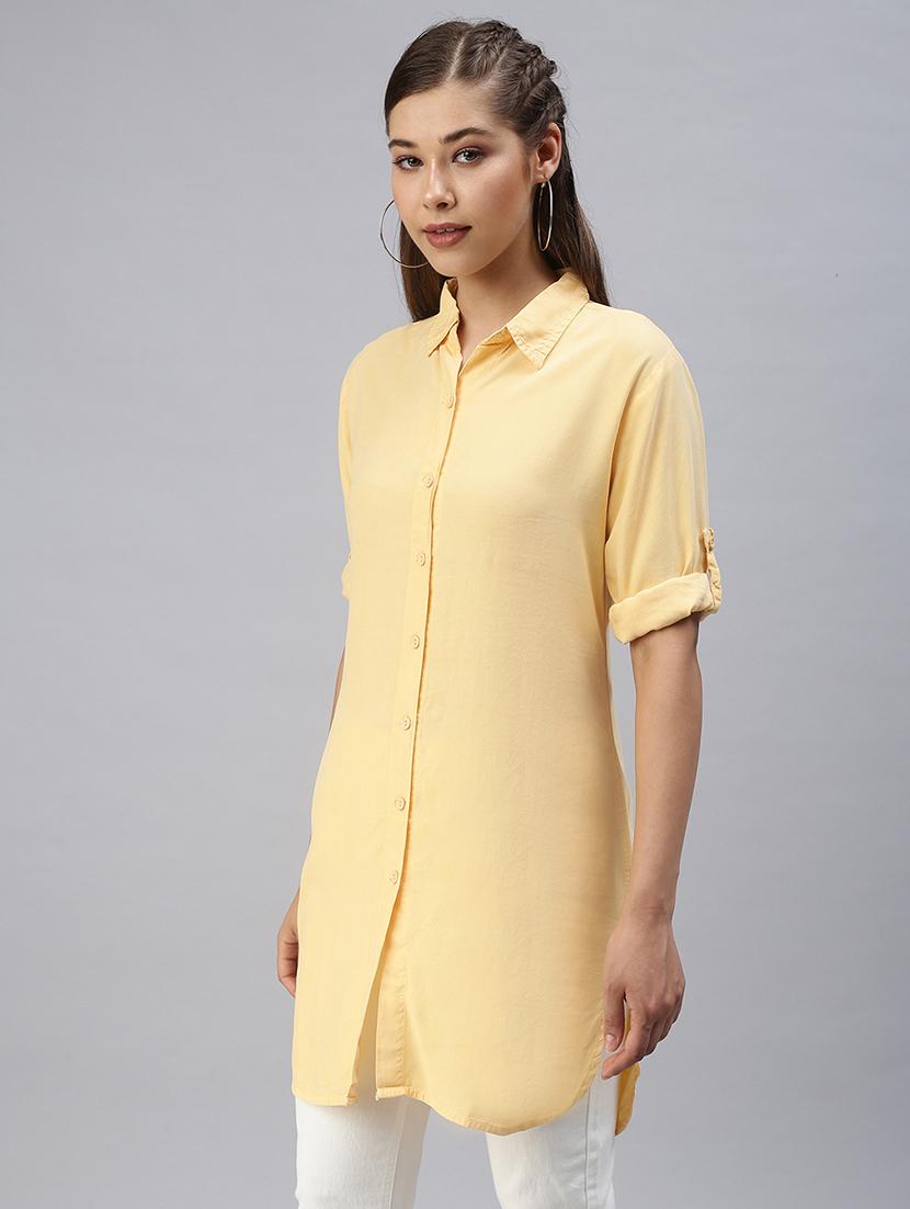 curved hem solid shirt tunic  - 18393314 -  Standard Image - 1