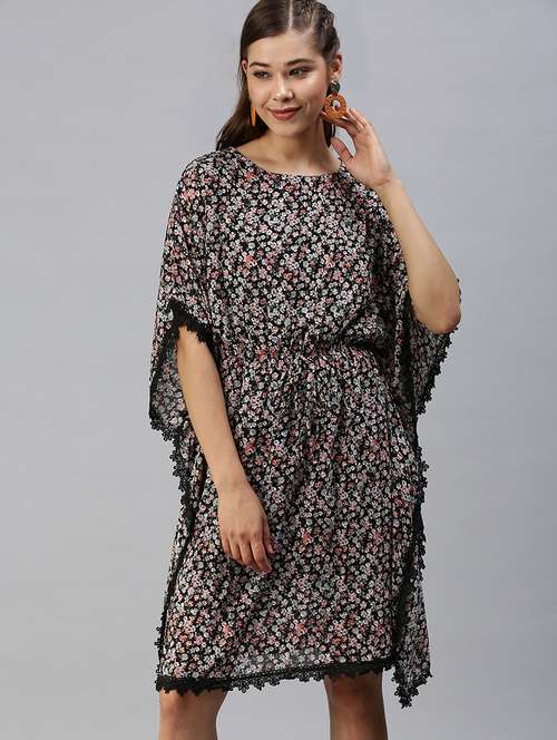 round neck floral straight dress - 18393338 -  Standard Image - 0