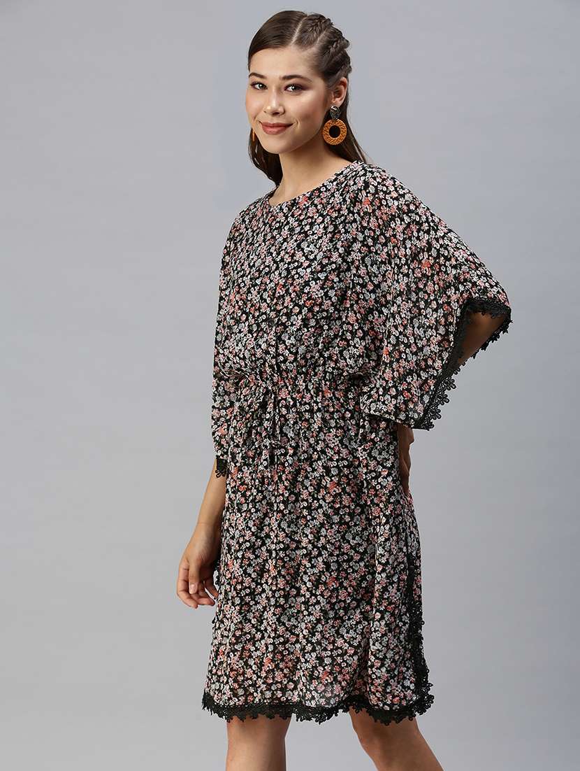 round neck floral straight dress - 18393338 -  Standard Image - 1