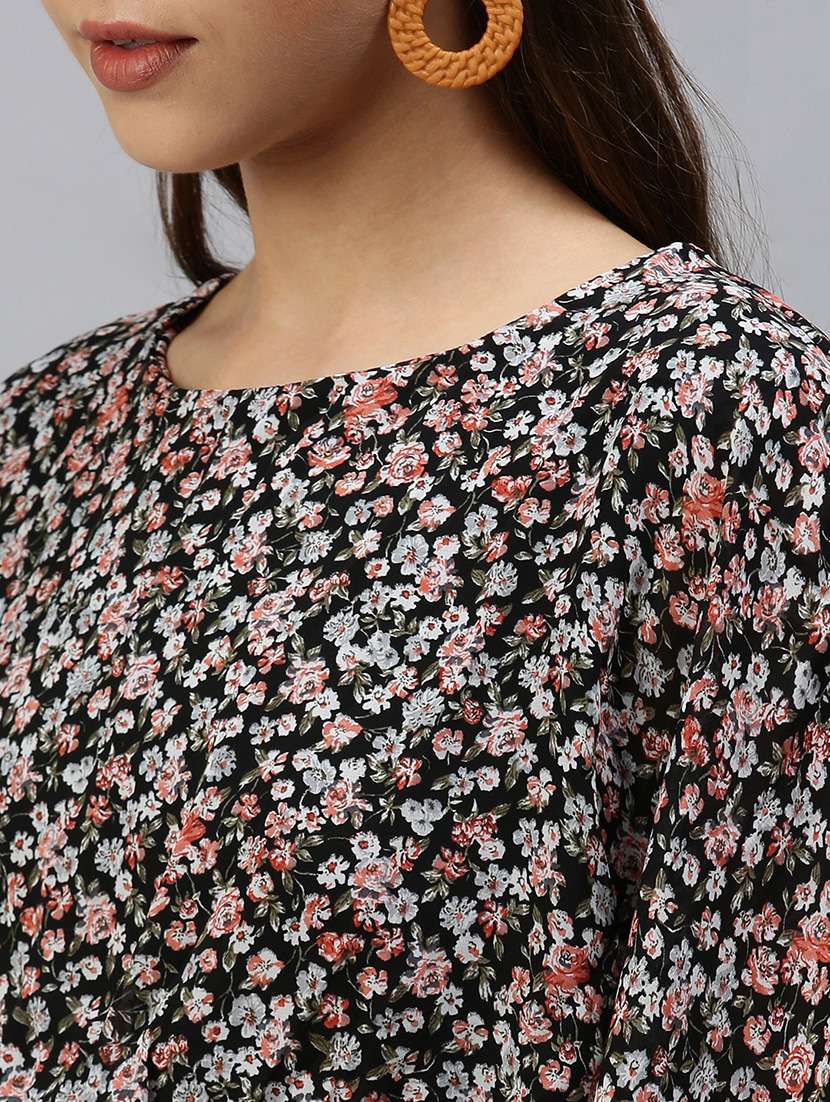 round neck floral straight dress - 18393338 -  Standard Image - 4