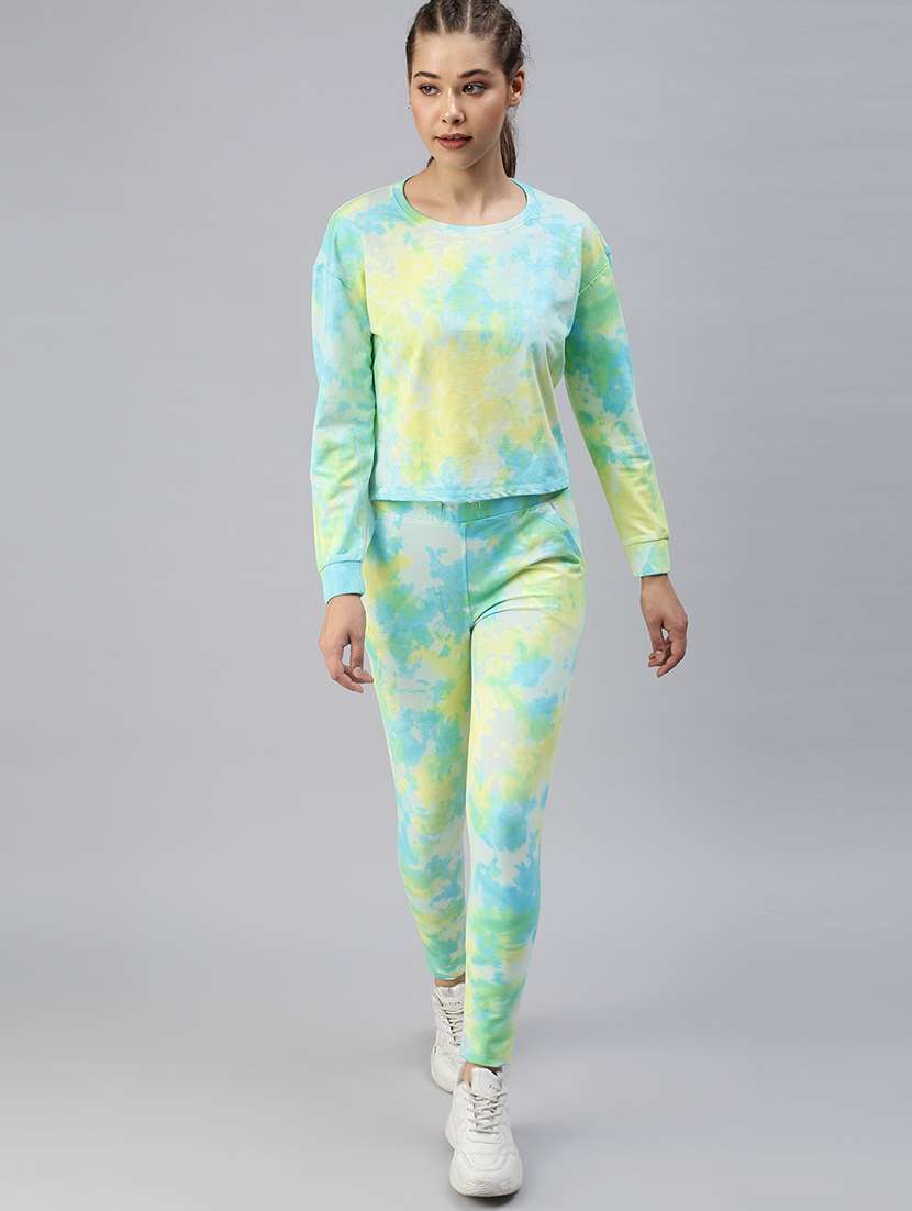 long sleeved tie & dye top and trouser set