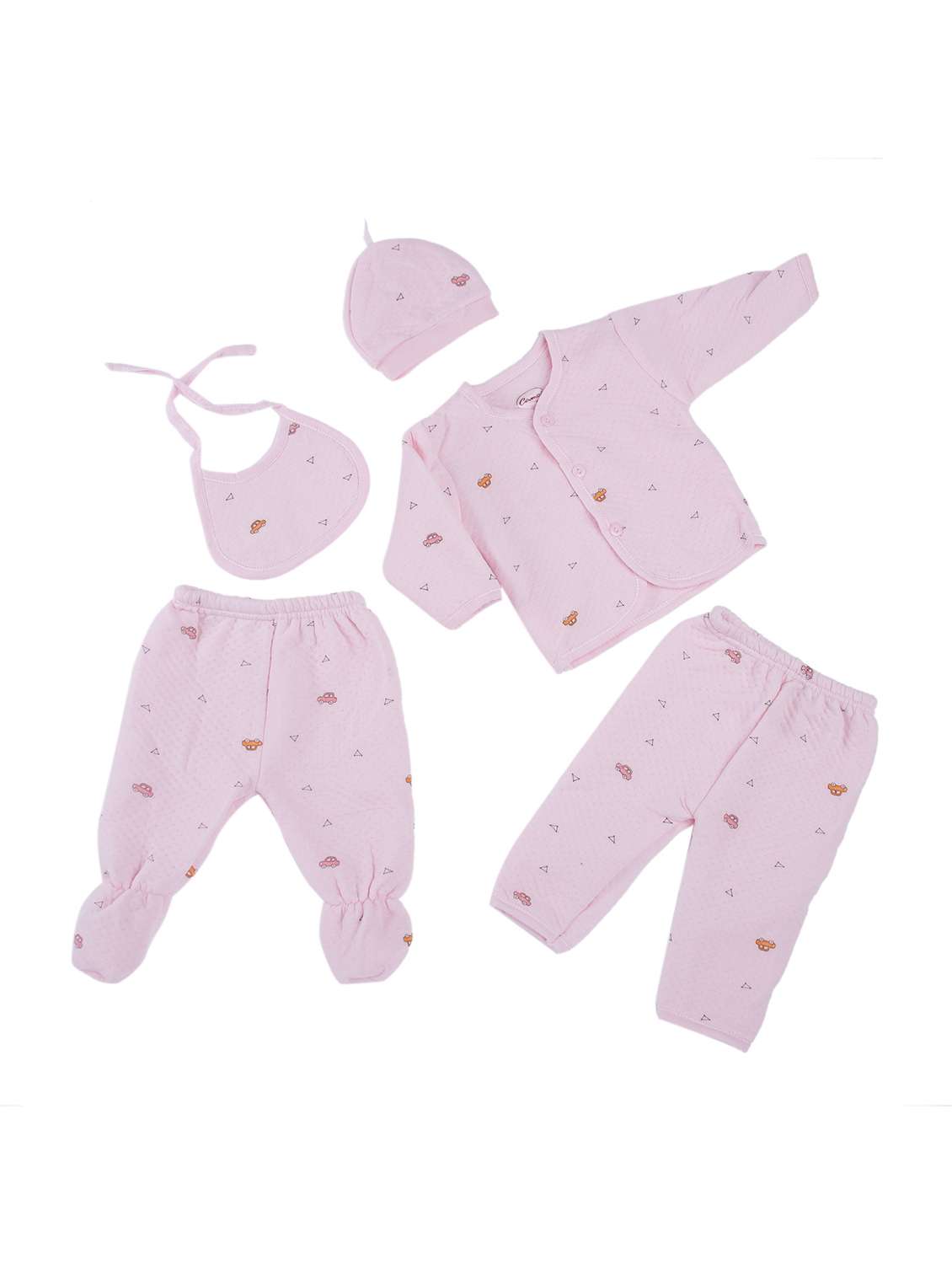 pink printed twin sets 